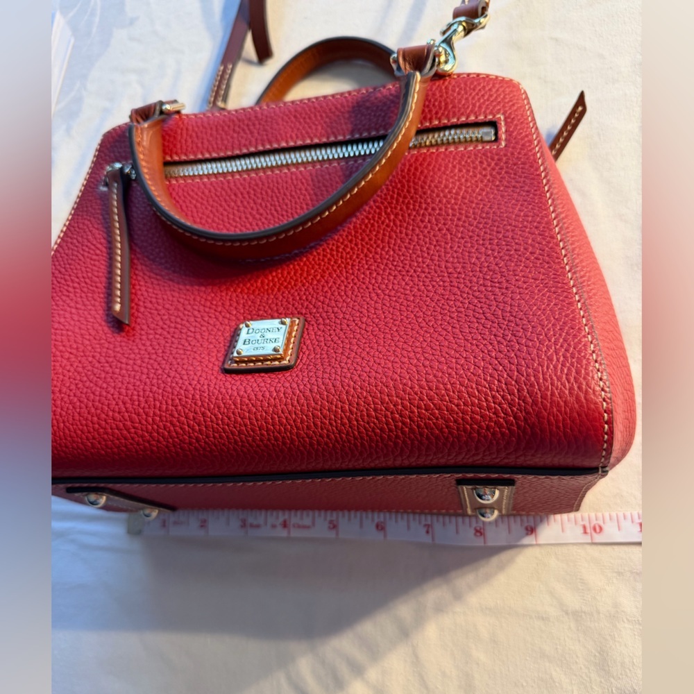 Dooney & Bourke Red Leather Textured Pebble Grain Satchel - Picture 10 of 15